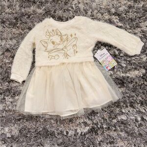 NEW Disney Classics Marie Toddler Girls Eyelash Knit Tutu Dress Cream